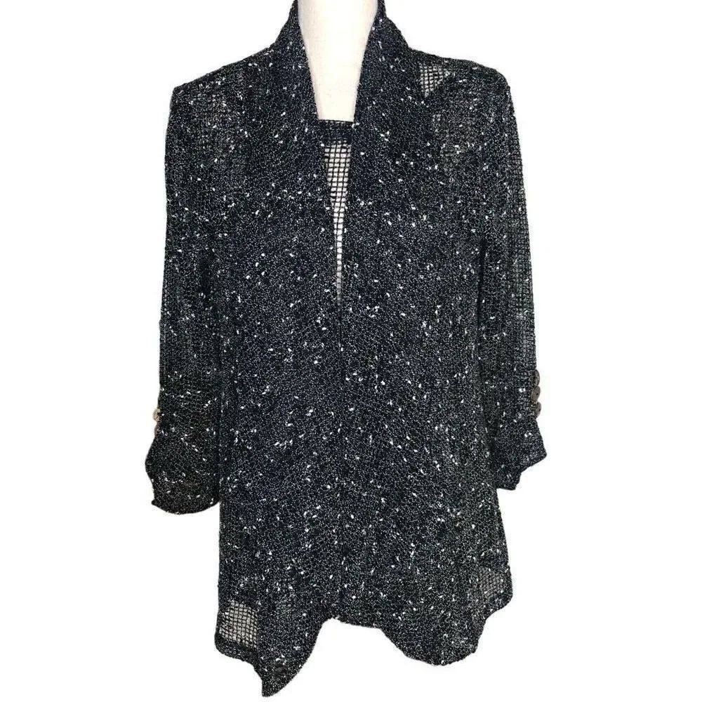 Lulu B Black Tweedy Sheer Net Two Piece Set Size S